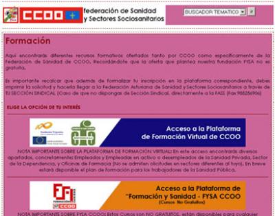 La formación de CCOO en la web www.sespa.es
