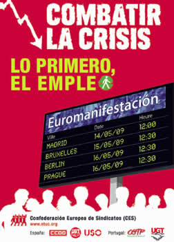 Euromanifestación en Madrid, mañana dia 14, por el empleo y frente a la Crisis.
